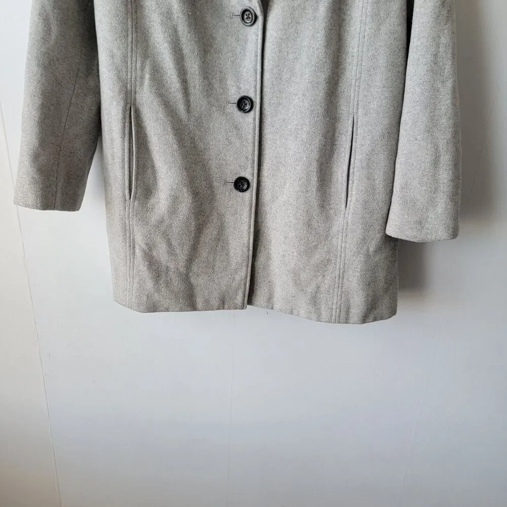 J Jill womens Wool Blend Peacoat Coat Jacket size L in Gray Single Breasted